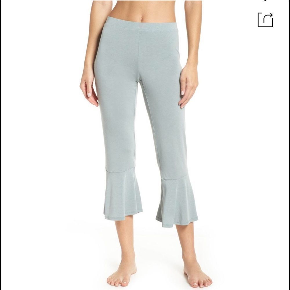 Revolve BB Dakota by Steve Madden Aden Ruffle Hem Lounge Crop Pants Sage S